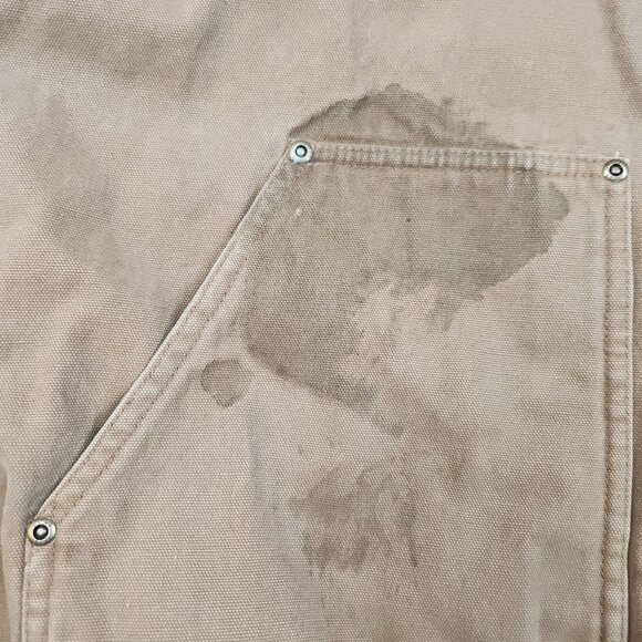 VTG Canvas Jacket Men's XLT Hooded Duck Brown Quilt Lined Workwear Logo THRASHED - Picture 10 of 16